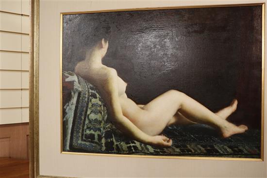 Portrait of a nude reclining woman, 52 x 71cm